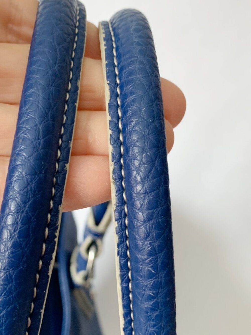 Wilsons Leather Satchel Handbag | Royal Blue | Leopard Print Lining - Picture 14 of 14